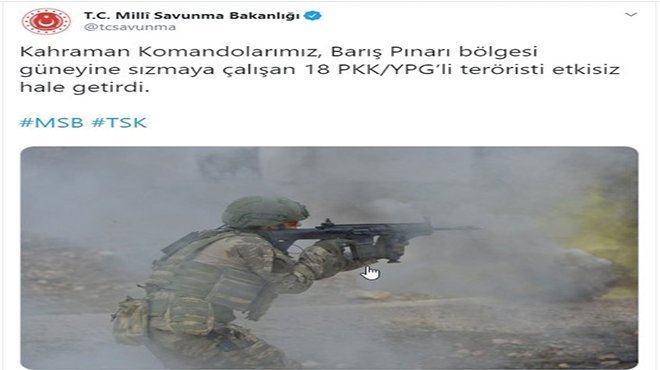 18 terörist etkisiz hale getirildi