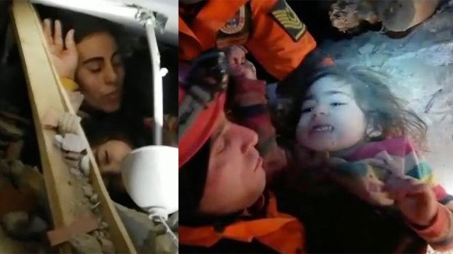 2.5 yaşındaki Yüsra enkaz altından kurtarıldı