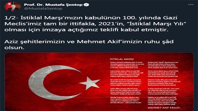 2021, 'İstiklal Marşı Yılı' kabul edildi