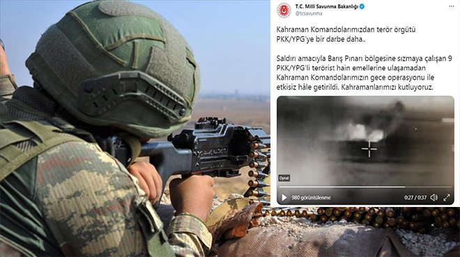  Barış Pınarı bölgesinde 9 PKK/YPG'li terörist etkisiz hale getirildi