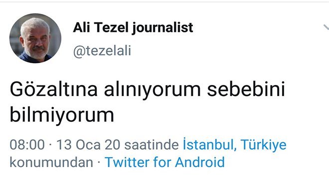 Ali Tezel gözaltına alındı