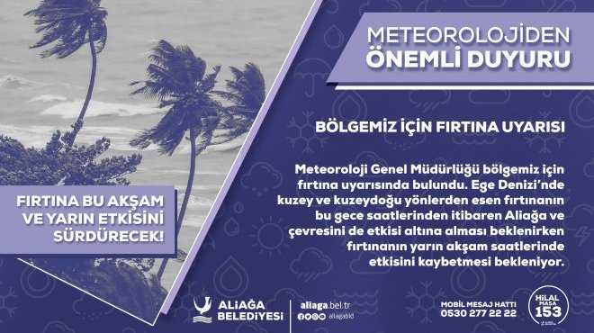 Aliağa ve çevresi için fırtına uyarısı