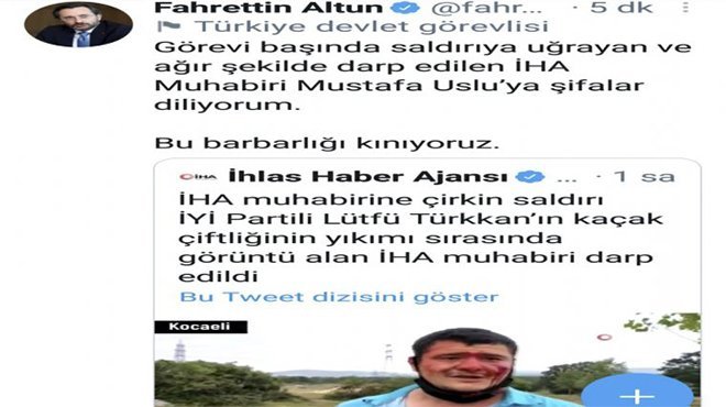 Altun, çirkin saldırıyı kınadı