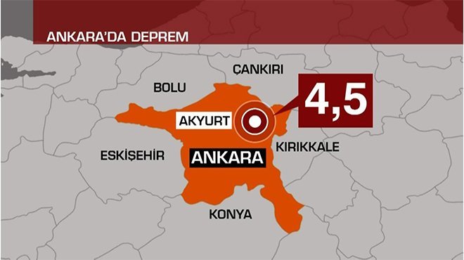 Ankara'da 4,5 büyüklüğünde deprem!