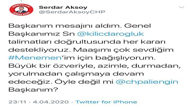 Bağış zincirine Başkan Aksoy da katıldı