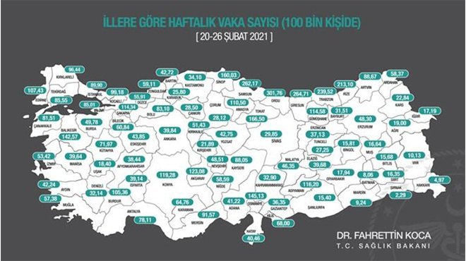 Bakan Koca kritik haritayı 'ilan ettik' deyip paylaştı