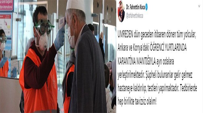 Bakan Koca: Umreden dönenlerden şüpheli bulunanlar hastaneye kaldırıldı