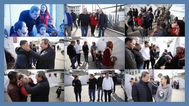 BAŞKAN BATUR’DAN KONAK BELEDİYESİ’NİN ÇADIR KENTİNE ZİYARET