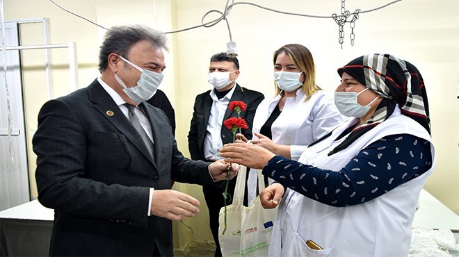 Başkan İduğ’dan tekstil işçişi kadınlara 8 Mart ziyareti