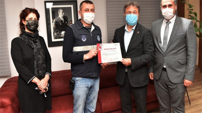 Başkan İduğ’dan  Zabıtaya  Başarı Belgesi