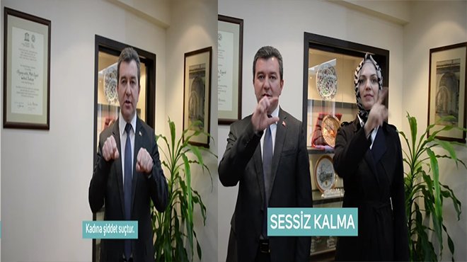 Başkan Koştu, eşi  ile birlikte işaret diliyle kadına şiddeti kınadı