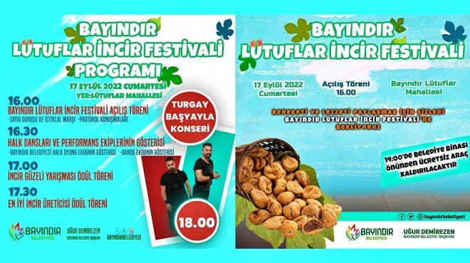 BAYINDIR LÜTUFLAR İNCİR FESTİVALİ 17 EYLÜL’DE YAPILIYOR