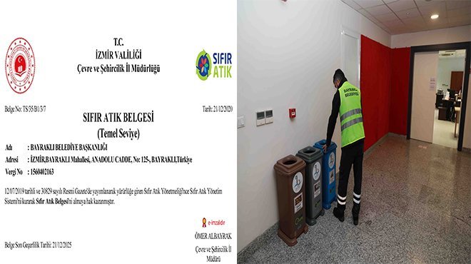 BAYRAKLI BELEDİYESİ SIFIR ATIK BELGESİ ALDI