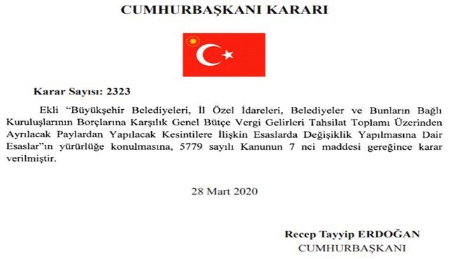 Belediyelerden 3 ay kesinti yapılmayacak