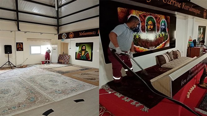 Bergama Cemevi temizlenip dezenfekte edildi