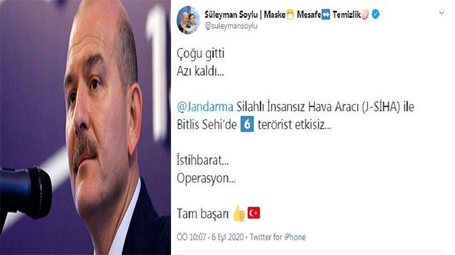  Bitlis'te 6 terörist etkisiz hale getirildi