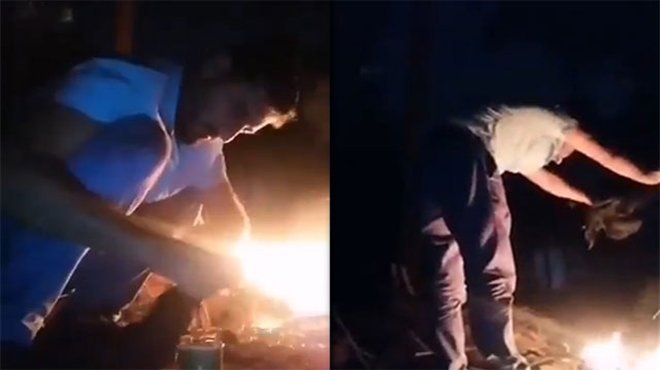 Boğazını kestiği tavuğu ateşe atıp, cinler alemine adadı