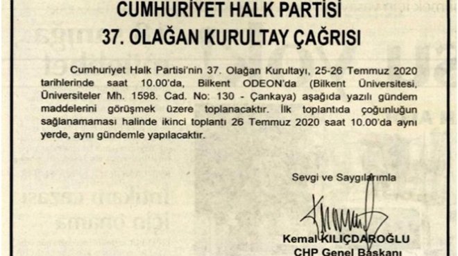 CHP’de 37. Olağan Kurultay’ın tarihi kesinleşti