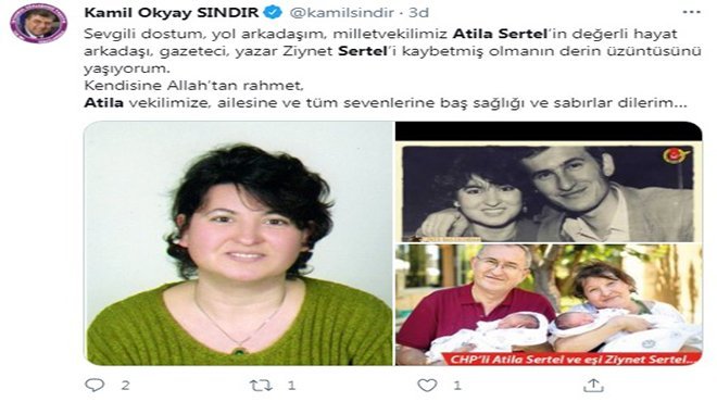 CHP İzmir Milletvekili Atila Sertel'in acı günü