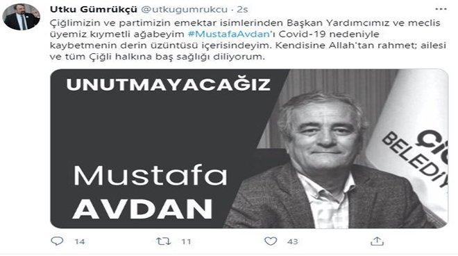 Çiğli Belediye Başkan Yardımcısı korona virüse yenik düştü