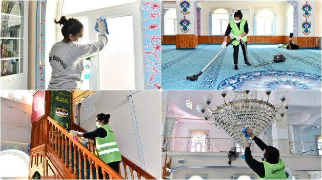 Çiğli’de camilere Ramazan temizliği