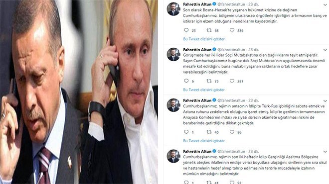 Cumhurbaşkanı Erdoğan ve Putin telefonla görüştü