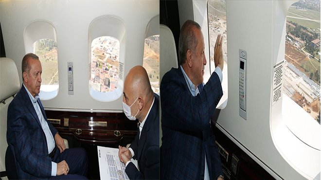 Cumhurbaşkanı Erdoğan yapımı devam eden hastaneleri havadan inceledi