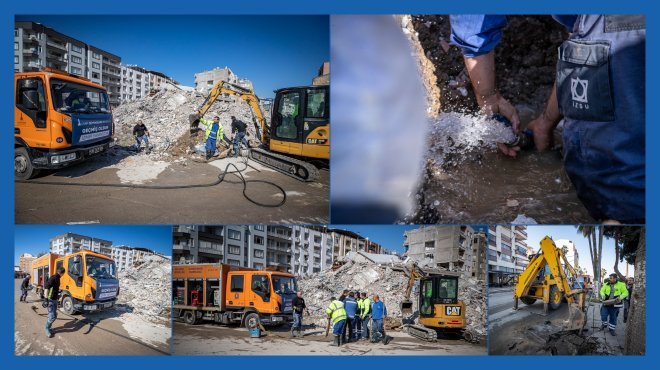 DEPREM BÖLGESİNE SU SAĞLAMAK İÇİN KESİNTİSİZ MESAİ