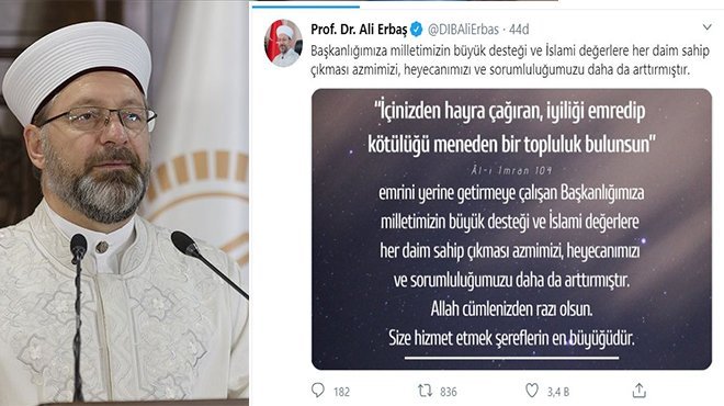  Erbaş: Milletimizin büyük desteği sorumluluğumuzu artırmıştır