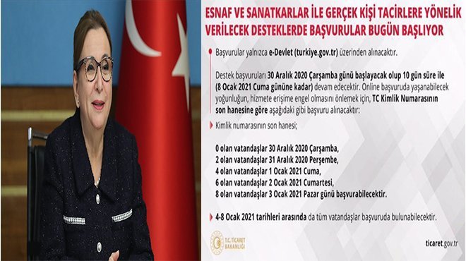 Esnafa destek başvuruları bugün başlıyor