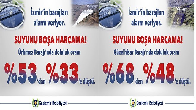 Gaziemir Belediyesi barajlardaki su seviyesine dikkat çekti