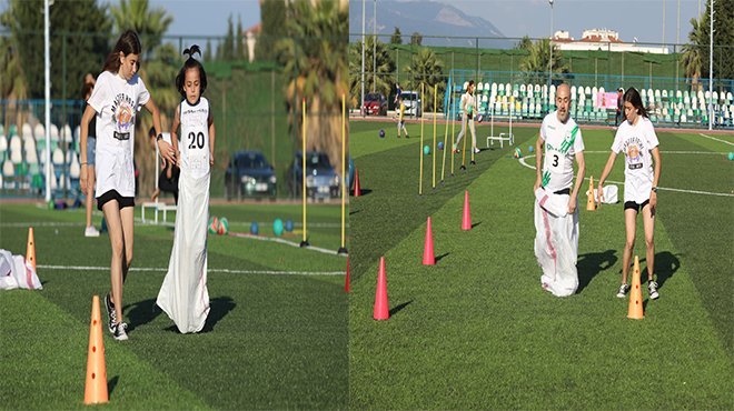 Gaziemir’de babalarla çocukları yarıştı