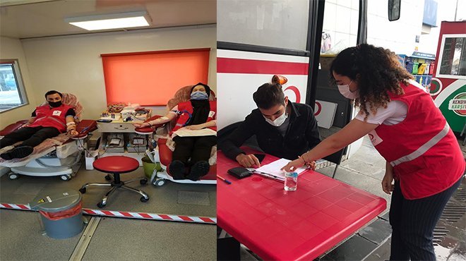 GENÇ KIZILAY GÖNÜLLÜLERİNDEN KAN BAĞIŞLARINA DESTEK