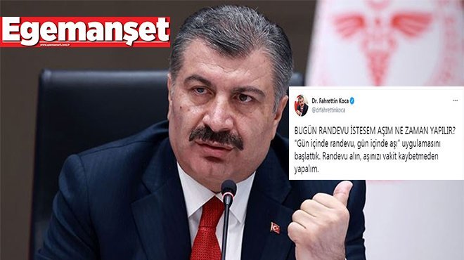 Gün içinde randevu, gün içinde aşı