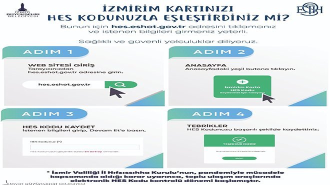 HES Kodu-İzmirim Kart eşleştirmesi devam ediyor