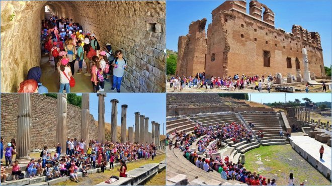 İlkokul öğrencileri Bergama tarihini öğreniyor