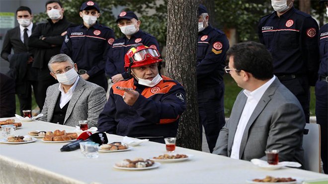 İMAMOĞLU’NDAN KAHRAMAN İTFAİYECİLERE ZİYARET
