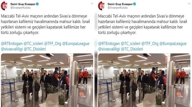 İsrail'den Sivasspor kafilesine çirkin uygulama