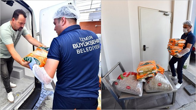 İZMİR BÜYÜKŞEHİR BELEDİYESİ'NDEN CEMEVLERİNE ERZAK DESTEĞİ