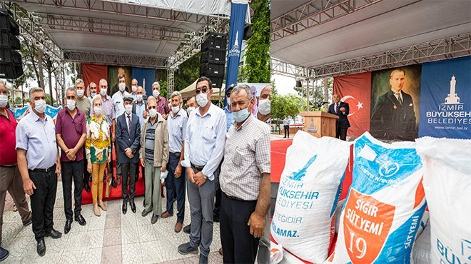 İzmir Büyükşehir Belediyesi’nden köylüye ilk defa yem desteği