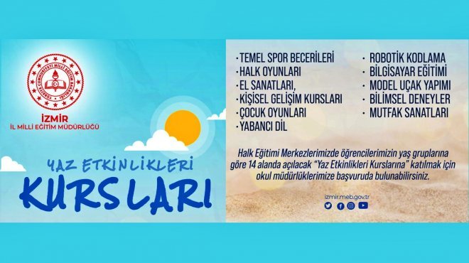 İzmir'deki okullarda ‘Yaz Etkinlikleri Kurs Programı’ başlıyor