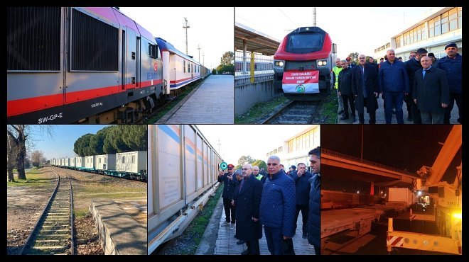 İZMİR’DEN DEPREMZEDELERE YAŞAM KONTEYNERLERİ VE VAGONLAR DOLUSU YARDIM