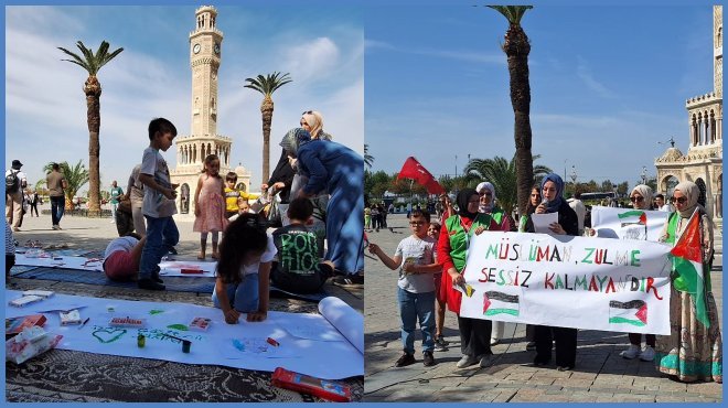 İZMİRLİ MİNİK ELLER FİLİSTİNLİ ÇOCUKLARA DESTEK İÇİN ÇİZDİ...