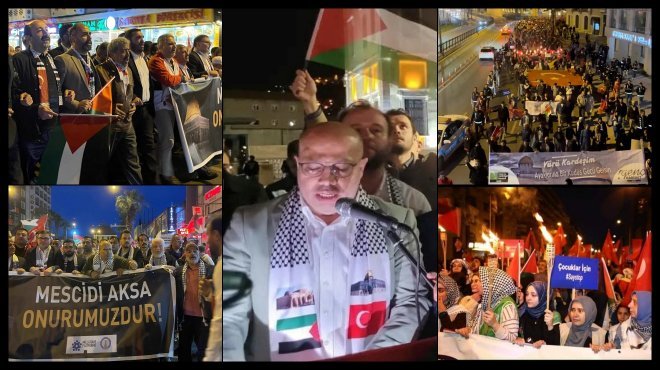 İZMİRLİLER İSRAİL VAHŞETİNE KARŞI GAZZE ANNELERİNE DESTEK İÇİN YÜRÜDÜ…