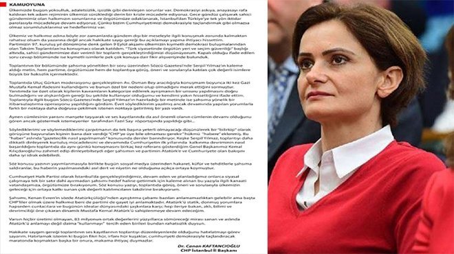 Kaftancıoğlu'ndan tepkiler üzerine 