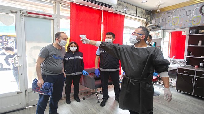  Karabağlar’da berber ve kuaför salonlarına denetim