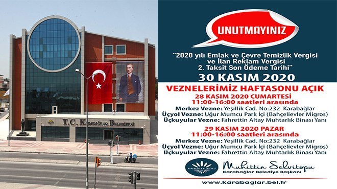Karabağlar’da vezneler hafta sonu açık