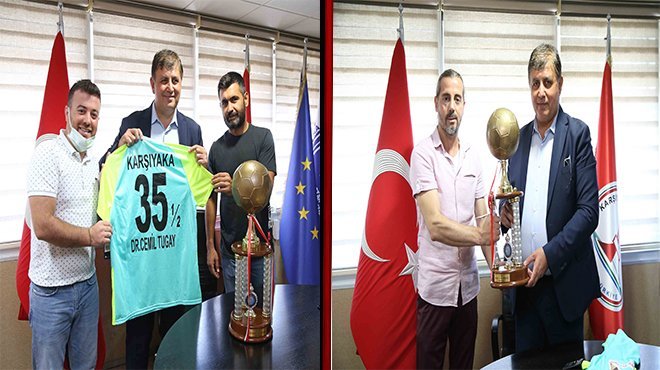 Karşıyakalı şampiyonlar kupayı Başkan Tugay’a götürdü