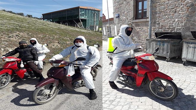 Koronavirüs için motorize dezenfekte ekibi
