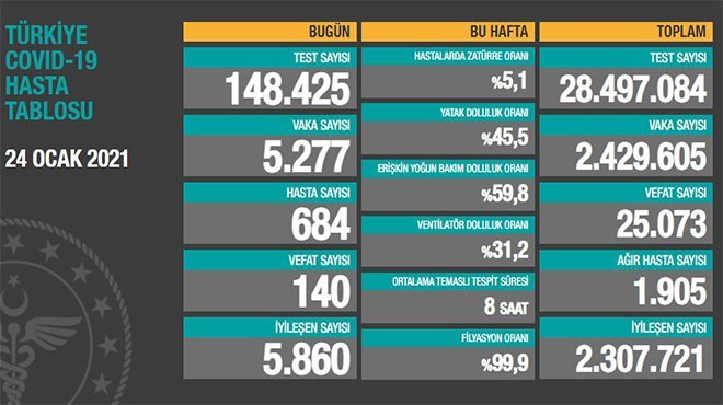 Koronavirüs salgınında can kaybı 25 bin 073'e yükseldi